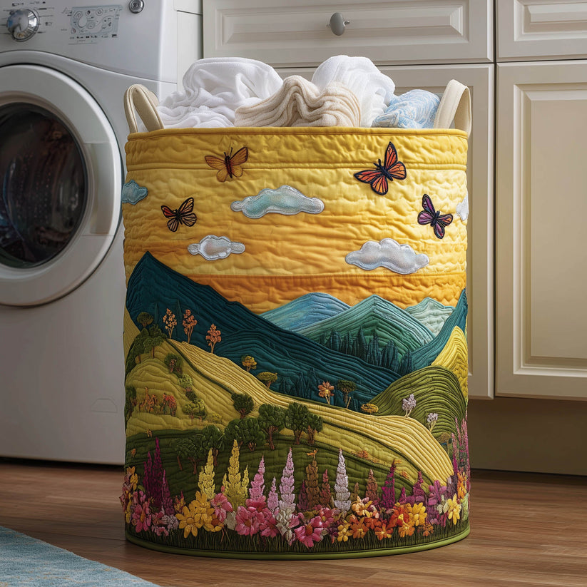 Flower Meadow Quilted Laundry Basket QV08