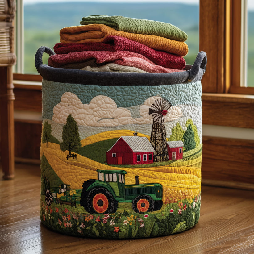 Tractor Dream Quilted Laundry Basket QV10