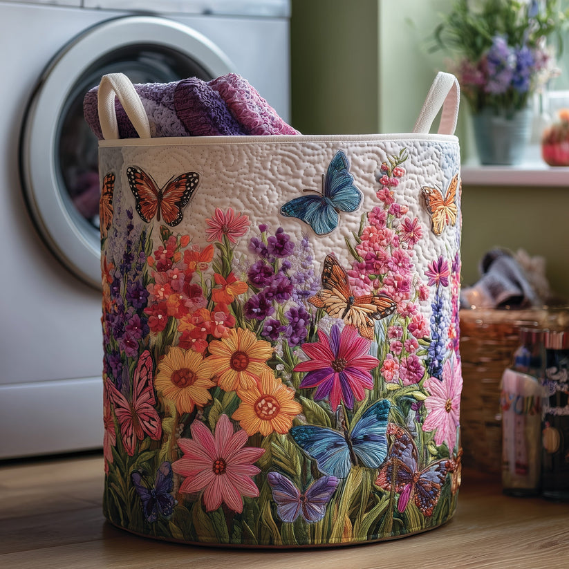 Butterfly Heaven Quilted Laundry Basket QV13