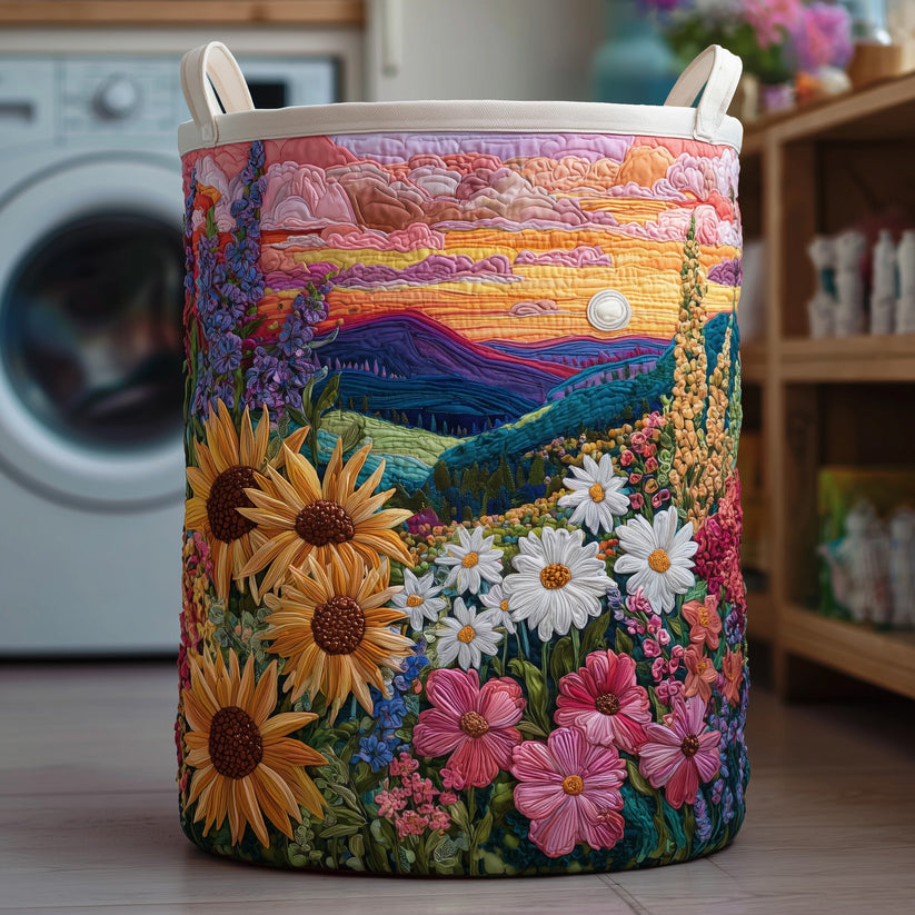 Sea Of Flowers Quilted Laundry Basket QV24