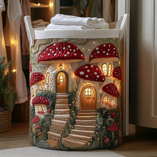 Mushroom Cottage Quilted Laundry Basket QV25