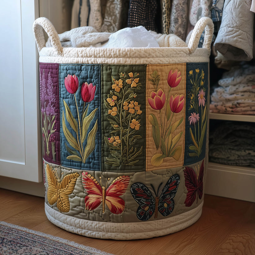 Floral Heaven Quilted Laundry Basket QV26