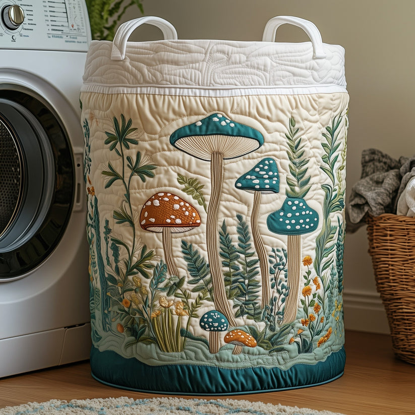Mushroom Forest Quilted Laundry Basket QV28