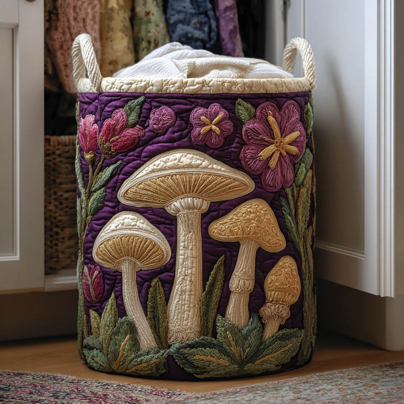 Mystic Mushroom Quilted Laundry Basket QV29
