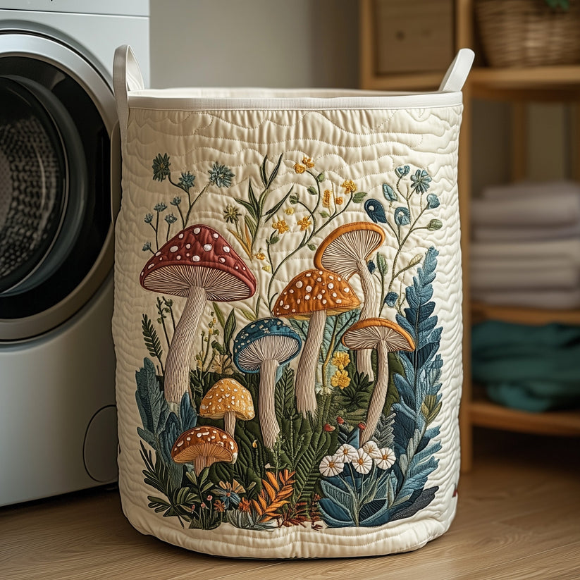 Mushroom Forest Quilted Laundry Basket QV30