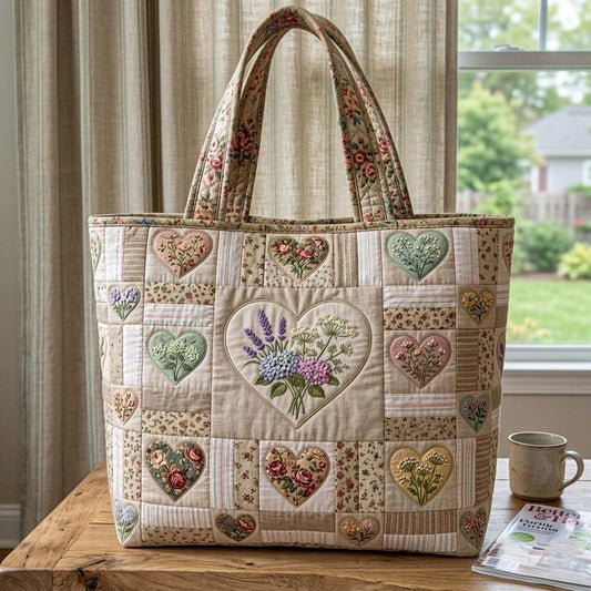 Botanical Patchwork Quilted Tote Bag QV18