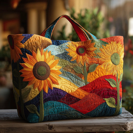 Vibrant Sunflower Quilted Tote Bag QV10