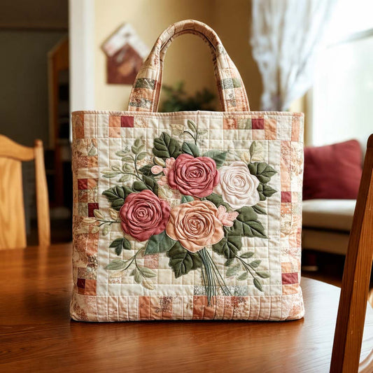 Rose Haven Quilted Tote Bag QV12