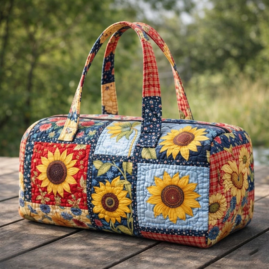 Sunflower Patchwork Quilted Duffle Bag QV51