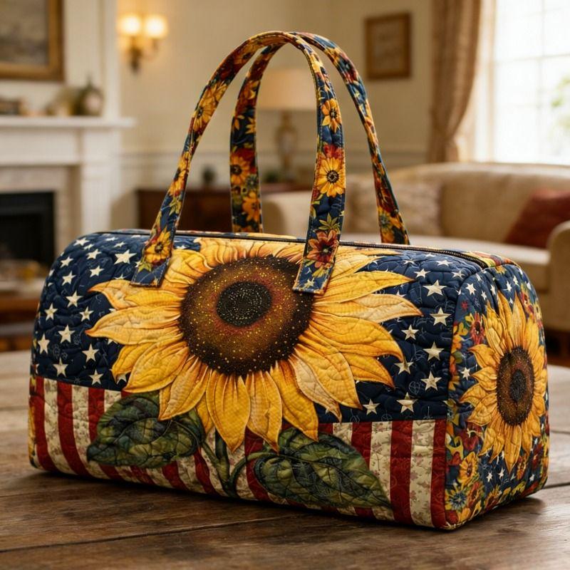 Patriotic Sunflower Quilted Duffle Bag QV52
