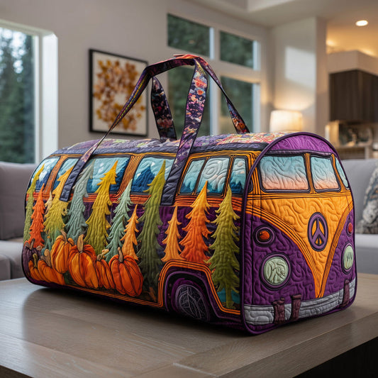 Autumn Pumpkin & Pine Tree Quilted Duffle Bag QV61
