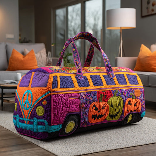 Peace Bus Autumn Pumpkin Quilted Duffle Bag QV64