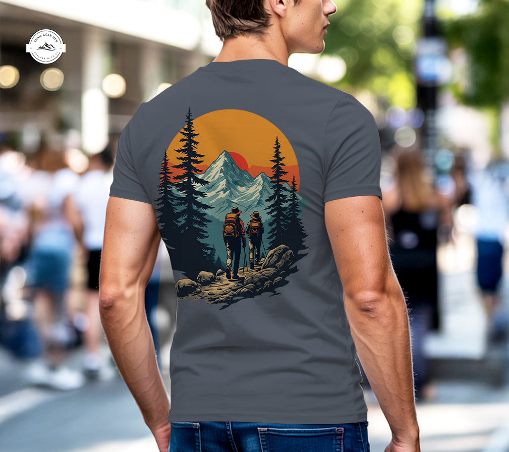Sunset Mountain Camping Henley Shirt TG06