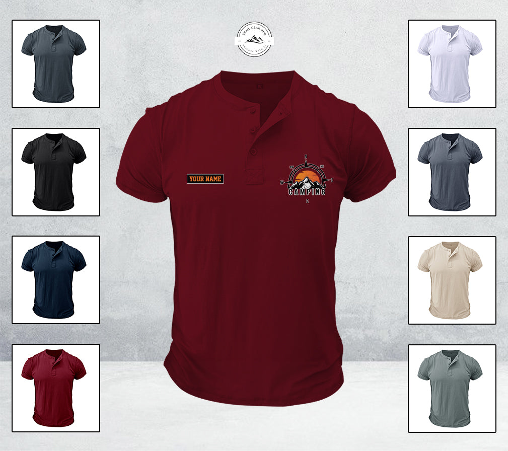Sunset Mountain Camping Henley Shirt TG06