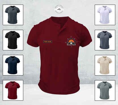 Sunset Mountain Camping Henley Shirt TG06