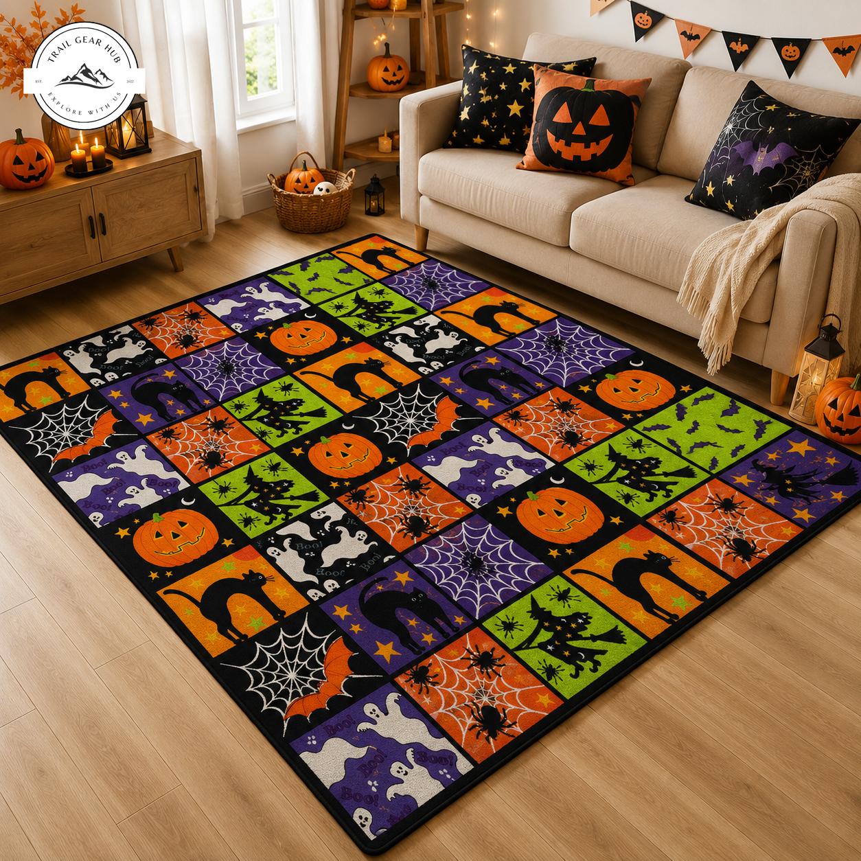 Retro Halloween Postage Stamp Area Rug TG8