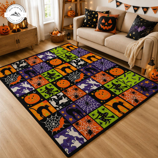 Retro Halloween Postage Stamp Area Rug TG8
