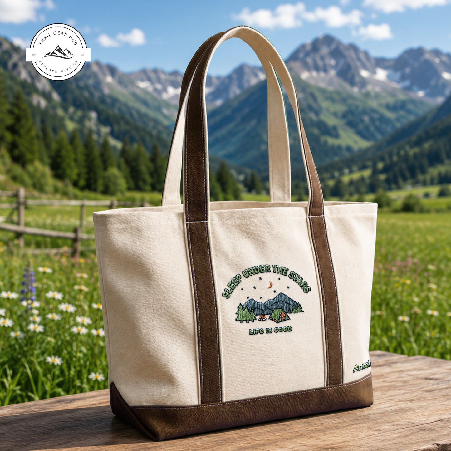 Sleep Under The Stars Personalized Embroidered Canvas Tote Bag TG04