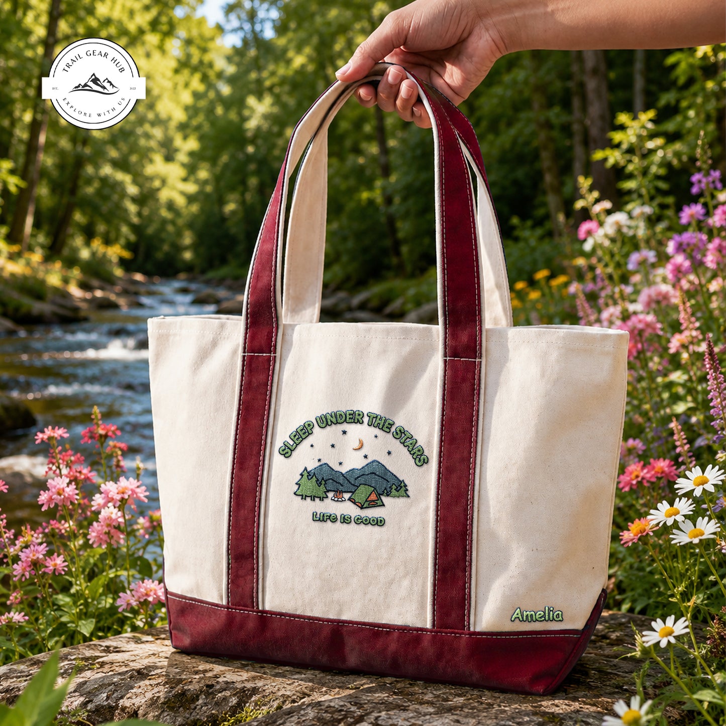 Sleep Under The Stars Personalized Embroidered Canvas Tote Bag TG04