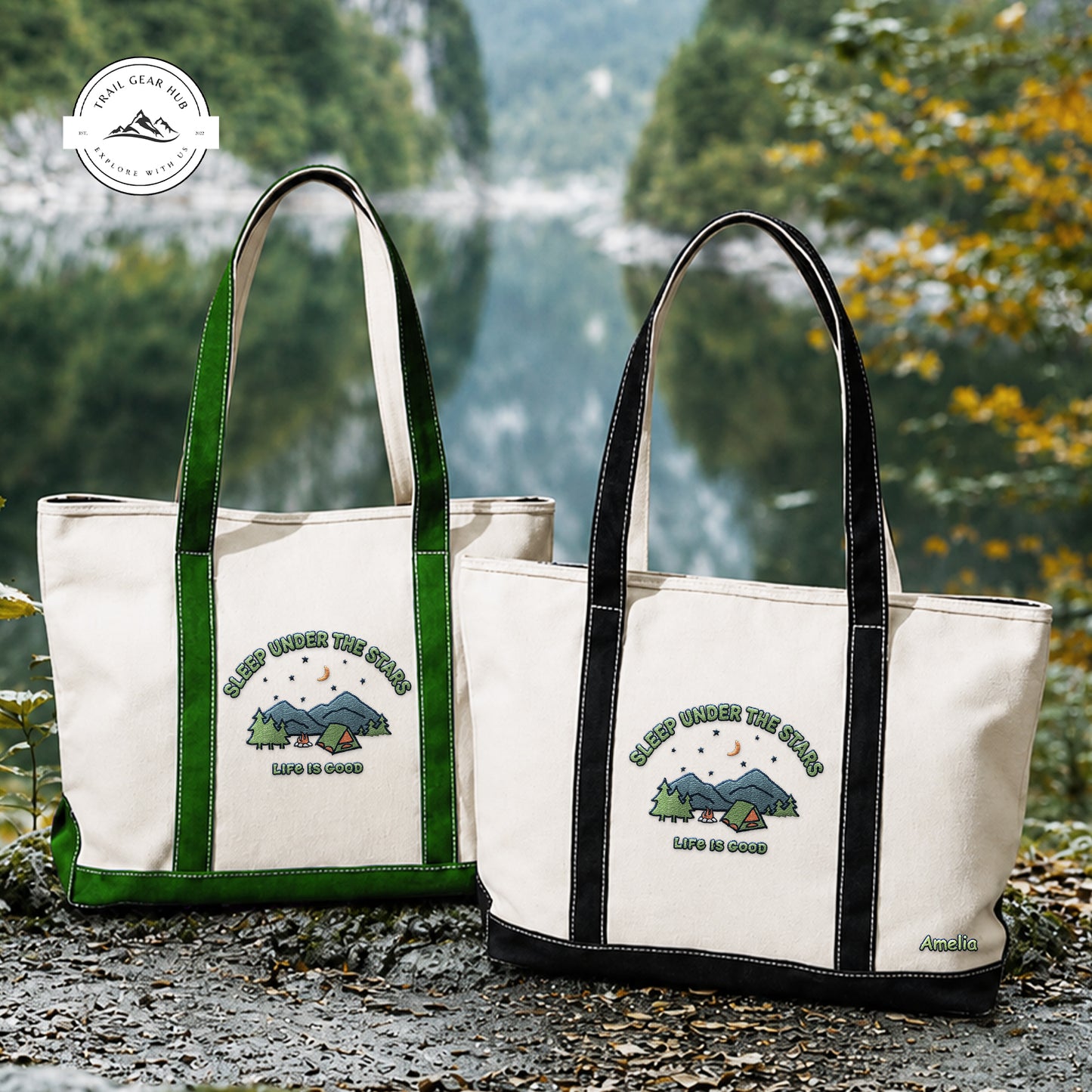Sleep Under The Stars Personalized Embroidered Canvas Tote Bag TG04
