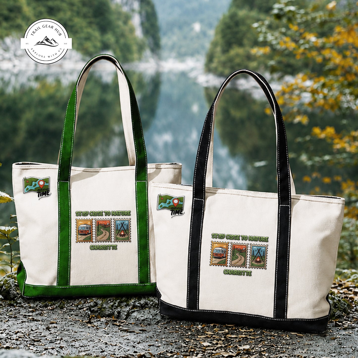 Stay Close To Nature Personalized Embroidered Canvas Tote Bag TG05