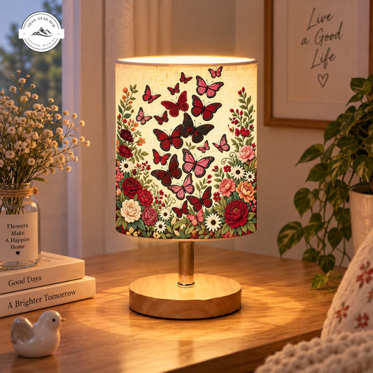 Boho Butterfly & Rose Print Fabric Lamp TG16
