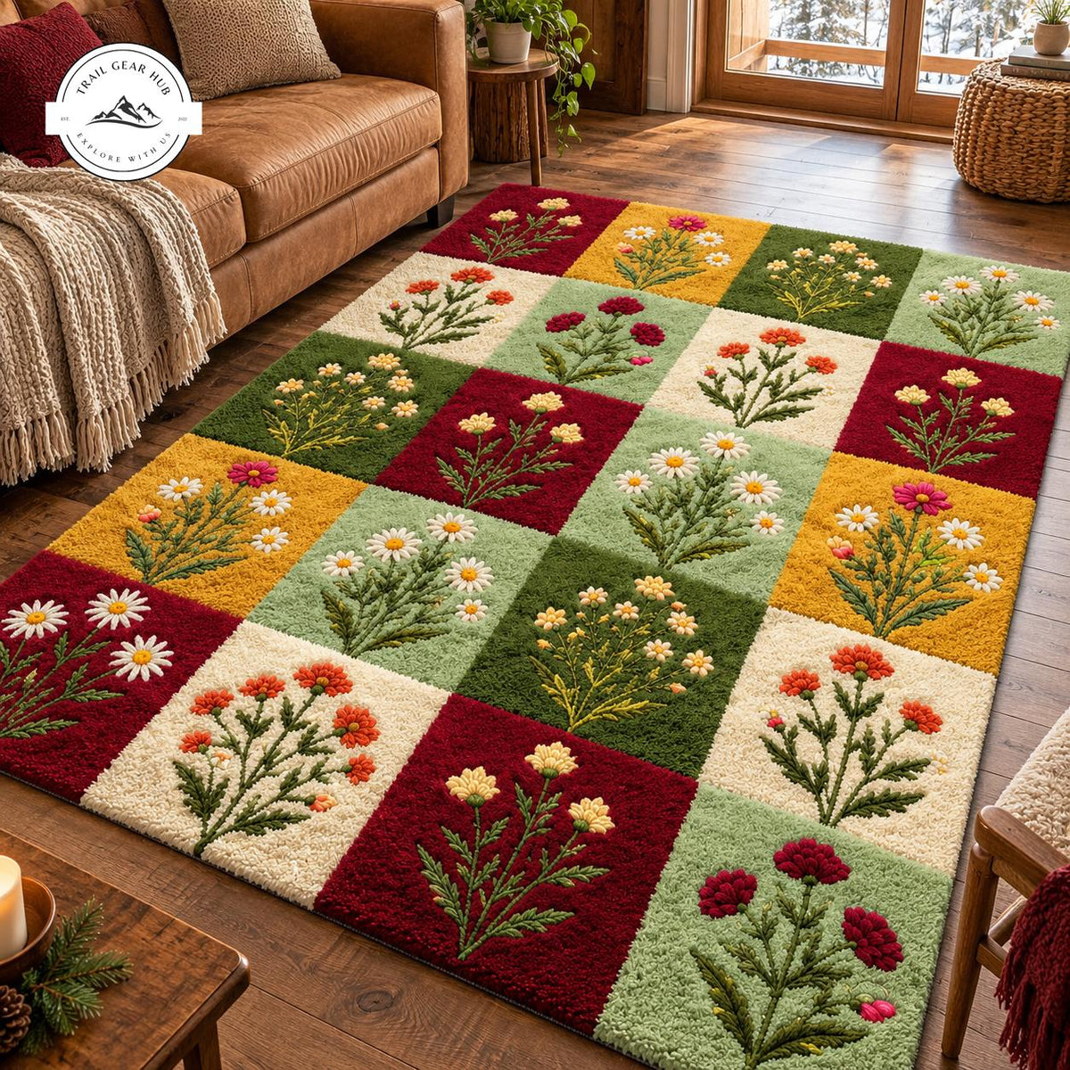 Vintage Patch Meadow Premium Faux Cashmere Area Rug TG06