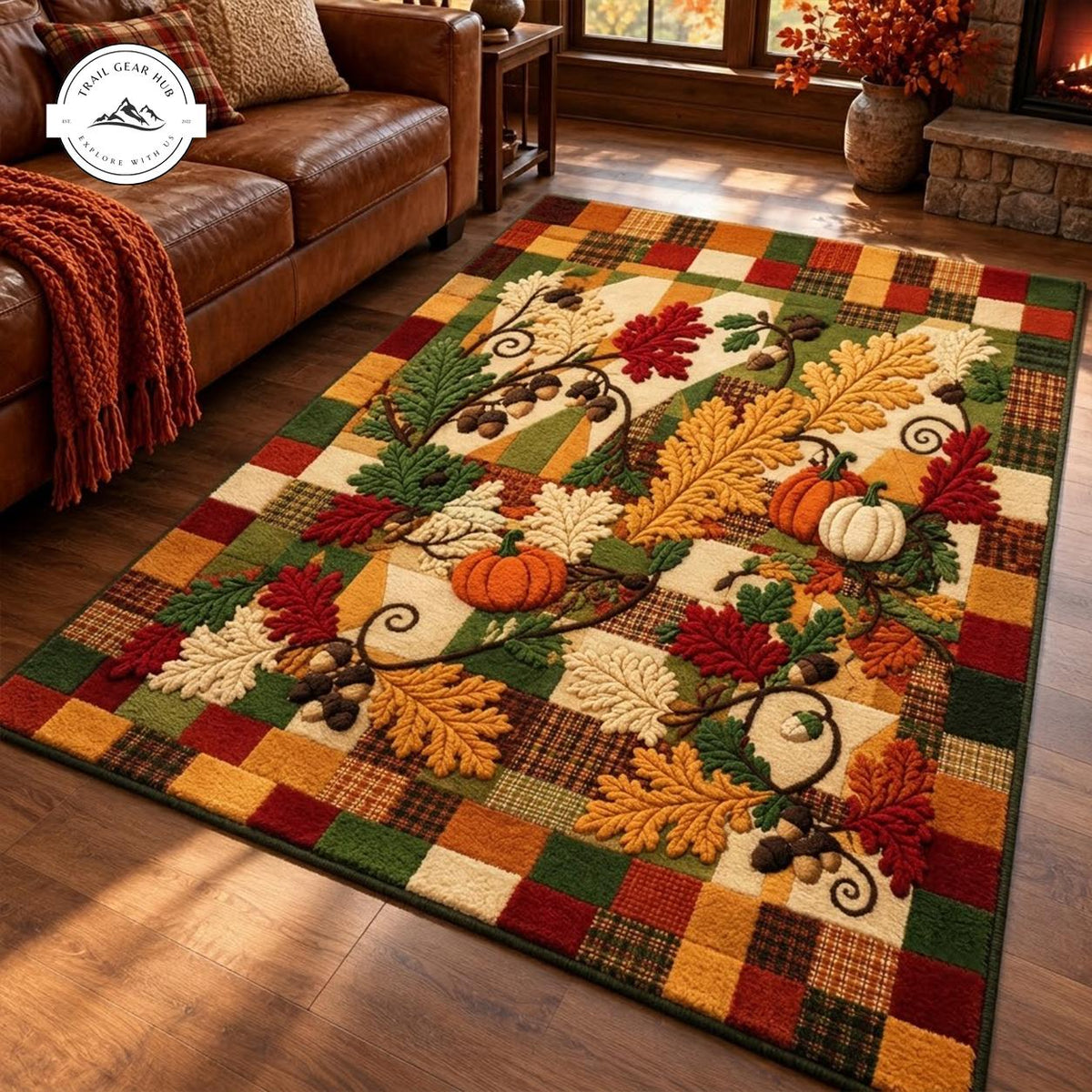 Autumn Harvest Tapestry Premium Faux Cashmere Area Rug TG10