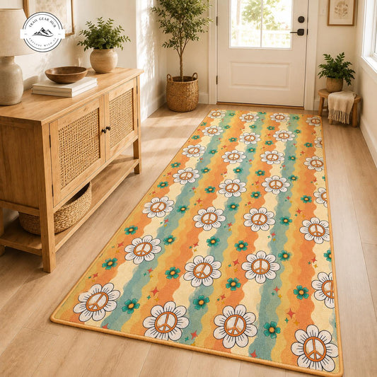 Retro Daisy Peace Sign Runner Carpet TG20