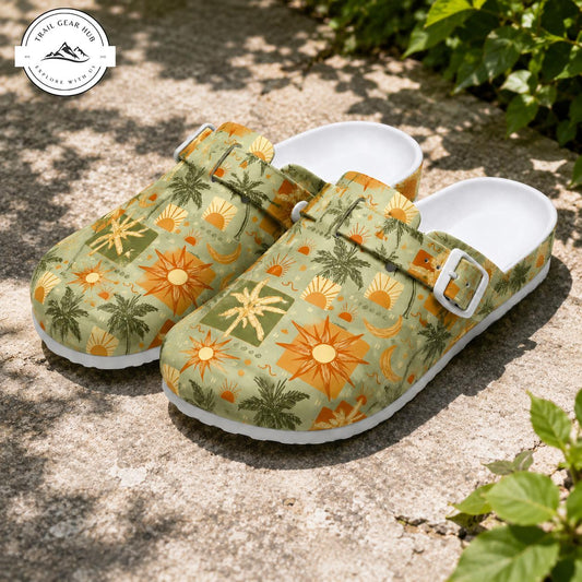 Tropical Sun & Palm Tree Nurse Clogs TG06
