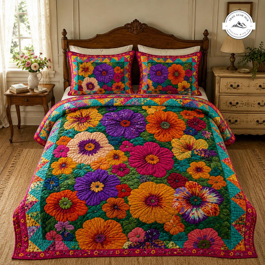 Colorful Bohemian Flower Quilted Bedding Set TG07