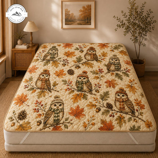 Autumn Woodland Owl Quilted Mattress Cover TG57QLTMTC