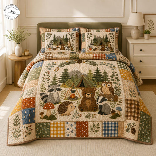 Forest Woodland Animals Quilted Bedding Set TG66