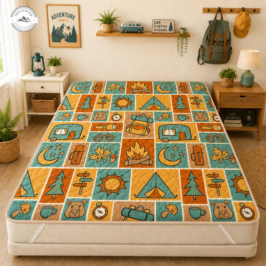 Outdoor Adventure Patchwork Quilted Mattress Cover TG67QLTMTC