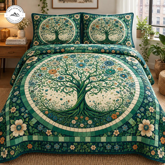 Tree of Life Floral Quilted Bedding Set TG117