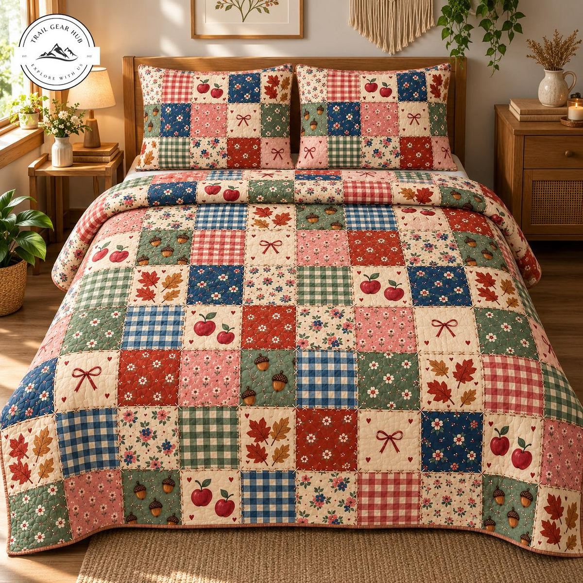 Cozy Fall Harvest Patchwork Quilted Bedding Set TG190