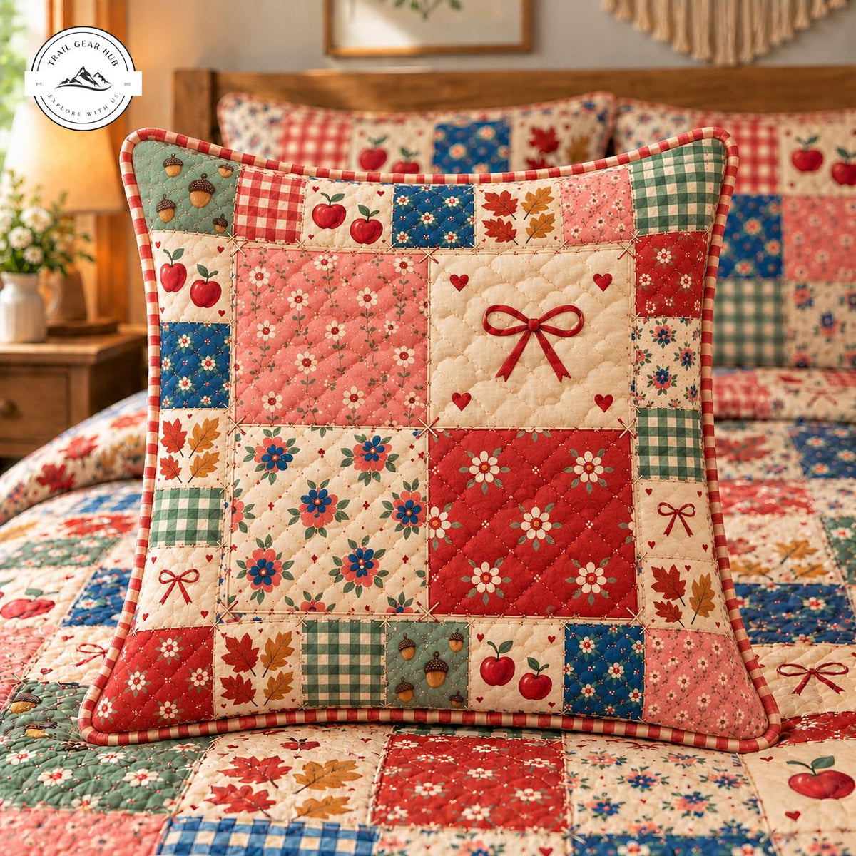Cozy Fall Harvest Patchwork Quilted Pillow Cover TG190QLTPLC