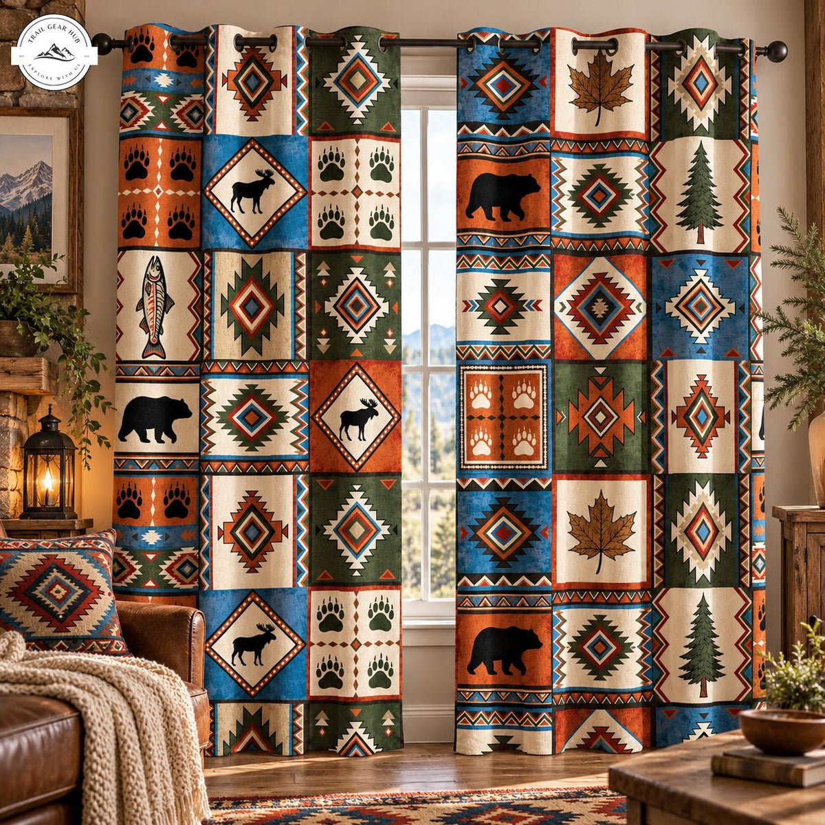 Rustic Cabin Wildlife Grommet Curtains TG191GRMCT
