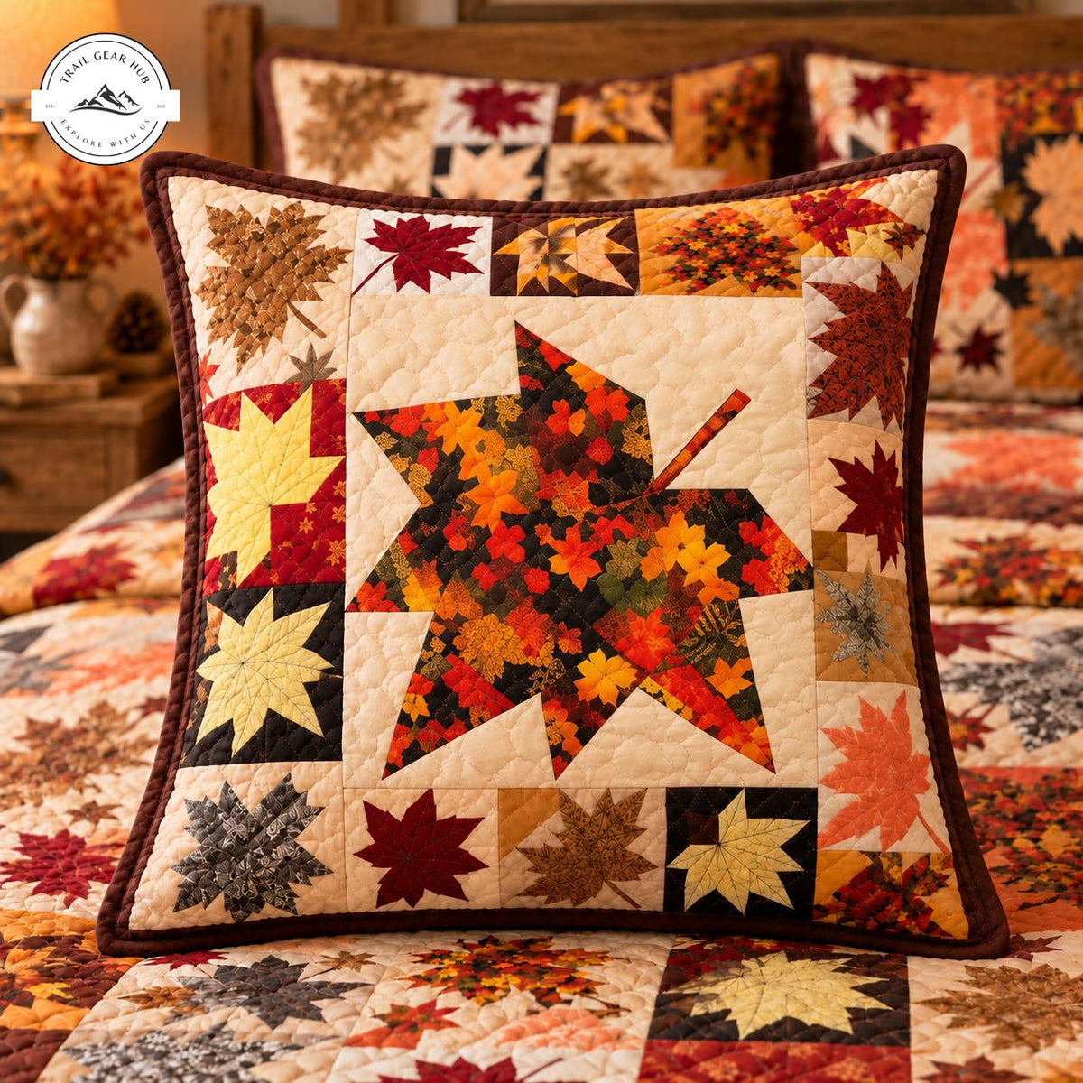 Rustic Fall Leaves Quilted Pillow Cover TG192QLTPLC