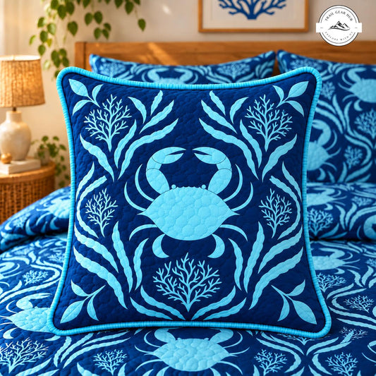 Coastal Blue Crab Quilted Pillow Cover TG206QLTPLC