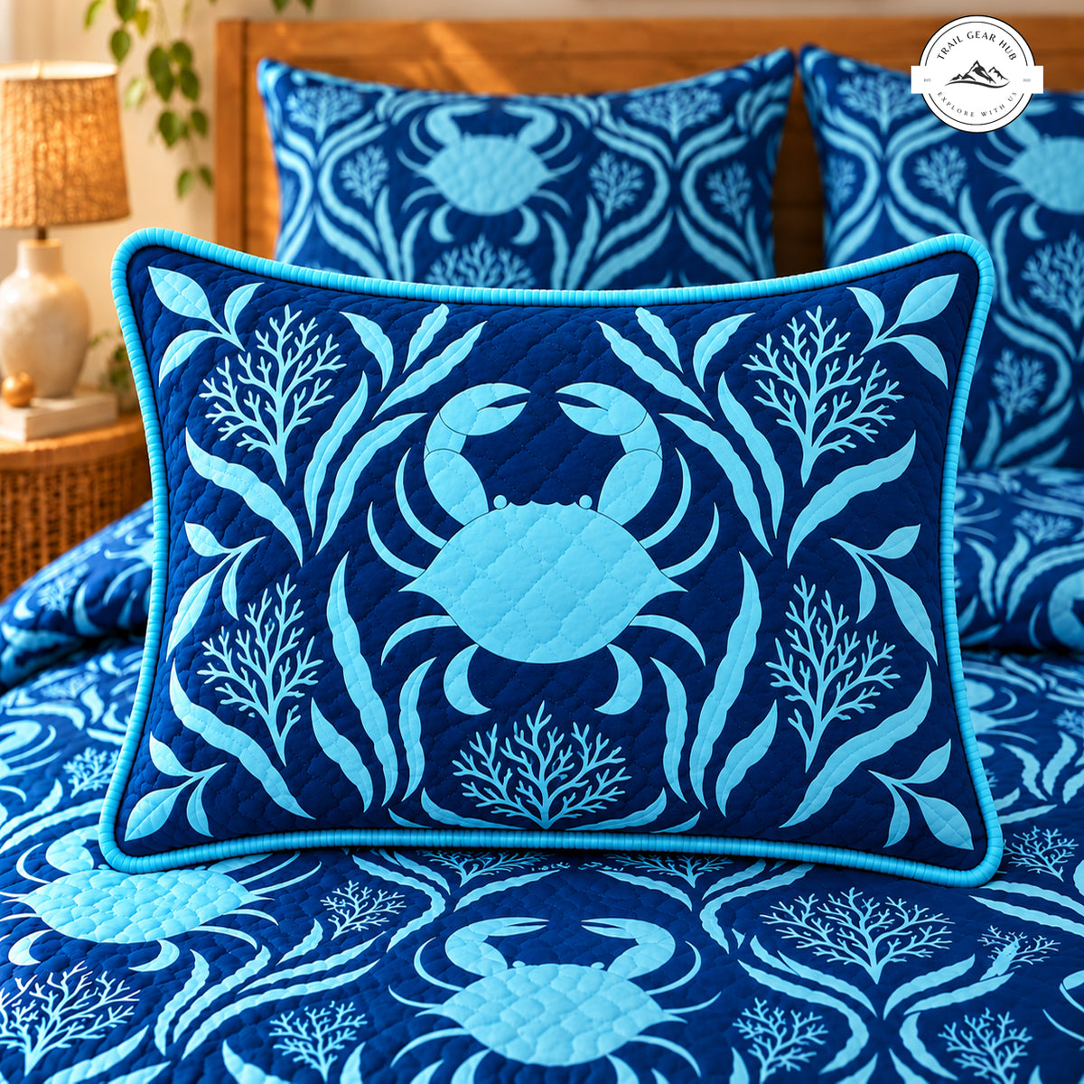 Coastal Blue Crab Quilted Pillow Cover TG206QLTPLC