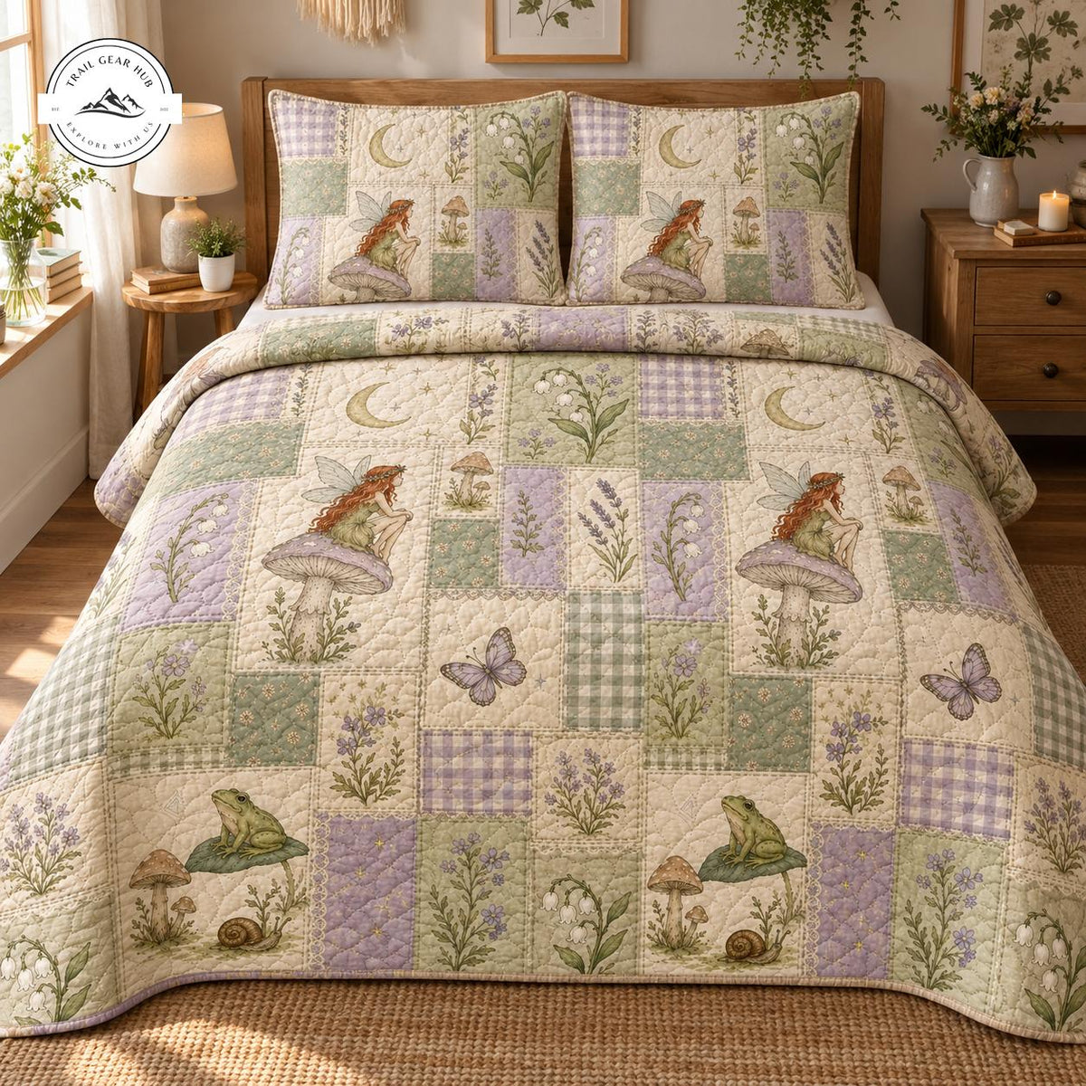 Charming Fairy Forest Patchwork Quilted Bedding Set TG217