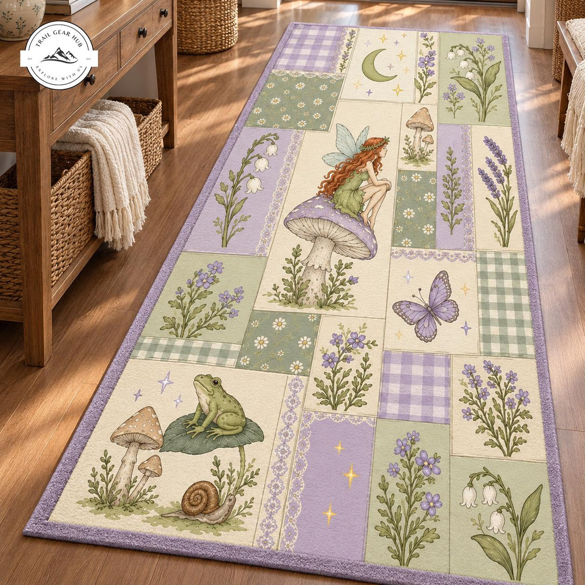 Charming Fairy Forest Patchwork Plush Runner Rug TG217RUGHN117