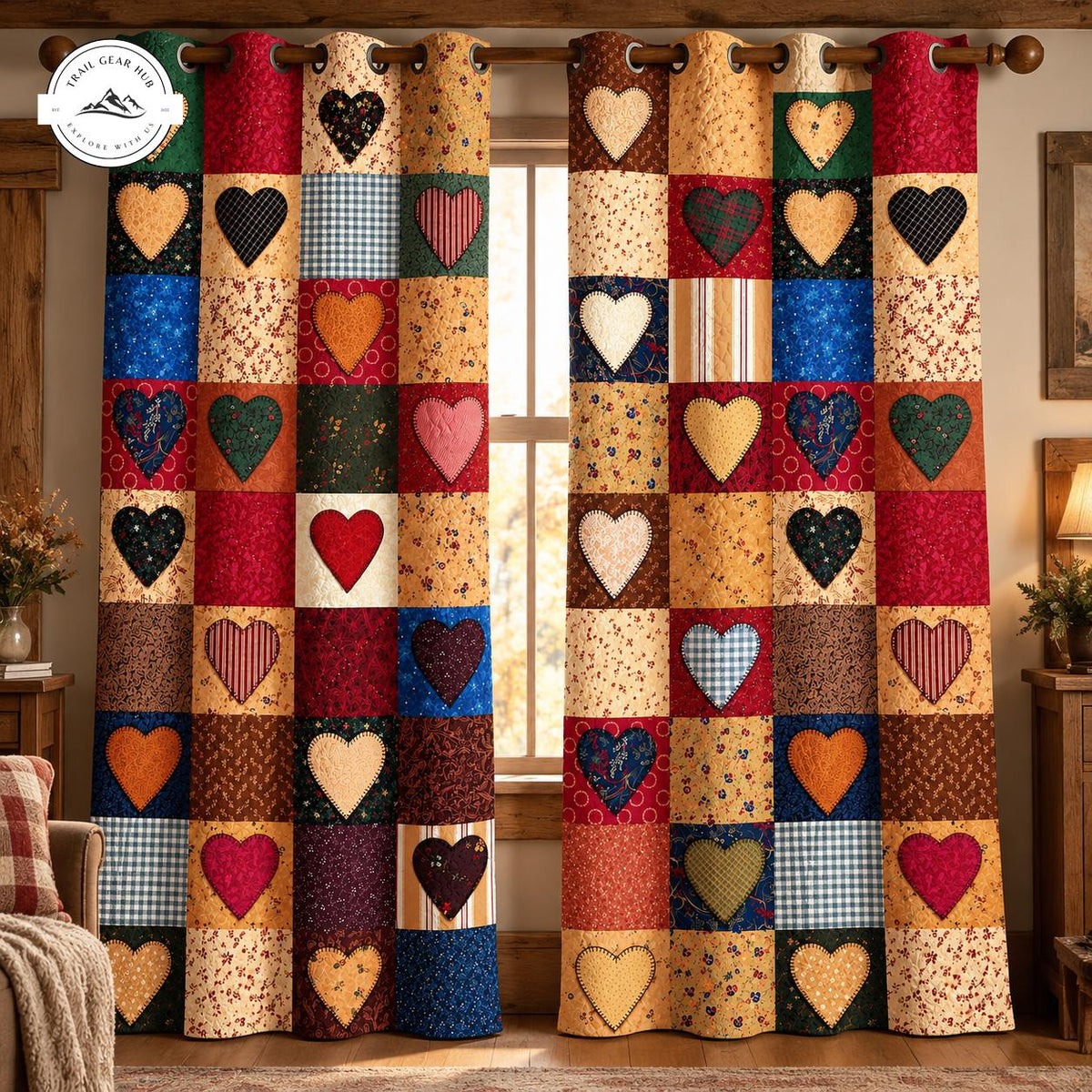 Rustic Charm Heart Pattern Quilted Curtains TG0218QLTCT
