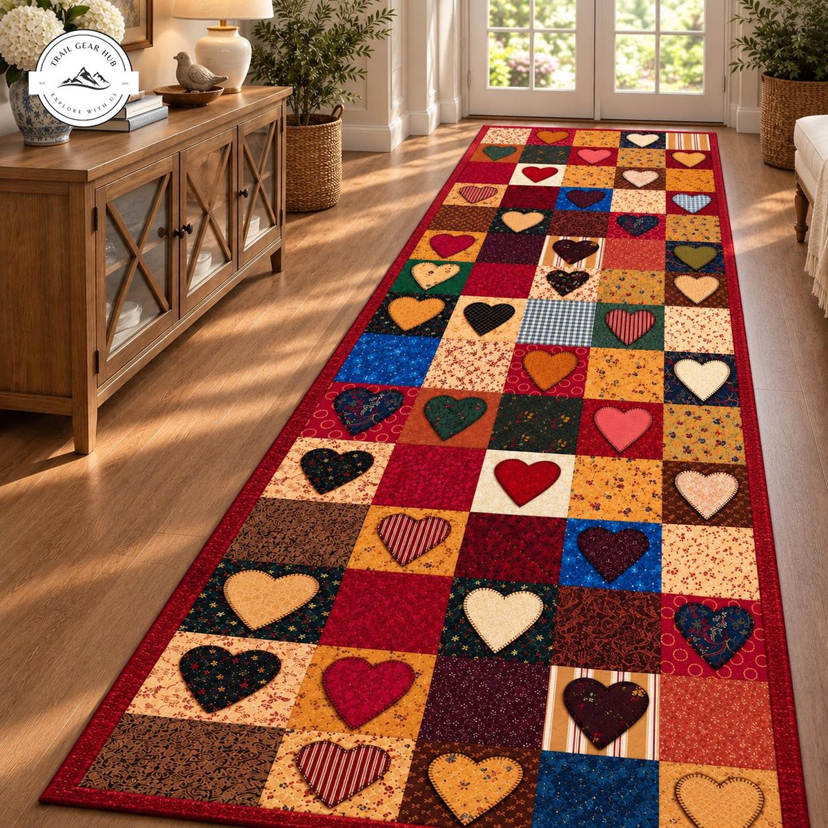 Rustic Charm Heart Pattern Plush Runner Rug TG218RUGHN117