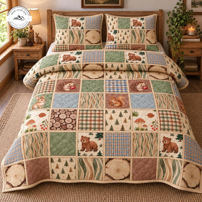 Rustic Woodland Animal Patchwork Quilted Bedding Set TG229