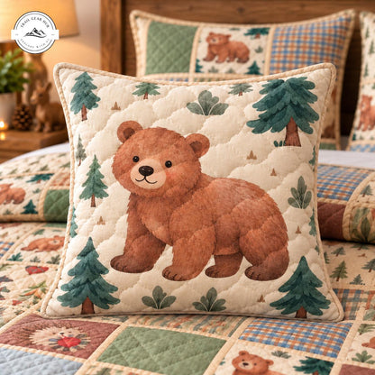 Rustic Woodland Animal Patchwork Quilted Pillow Cover TG229QLTPLC