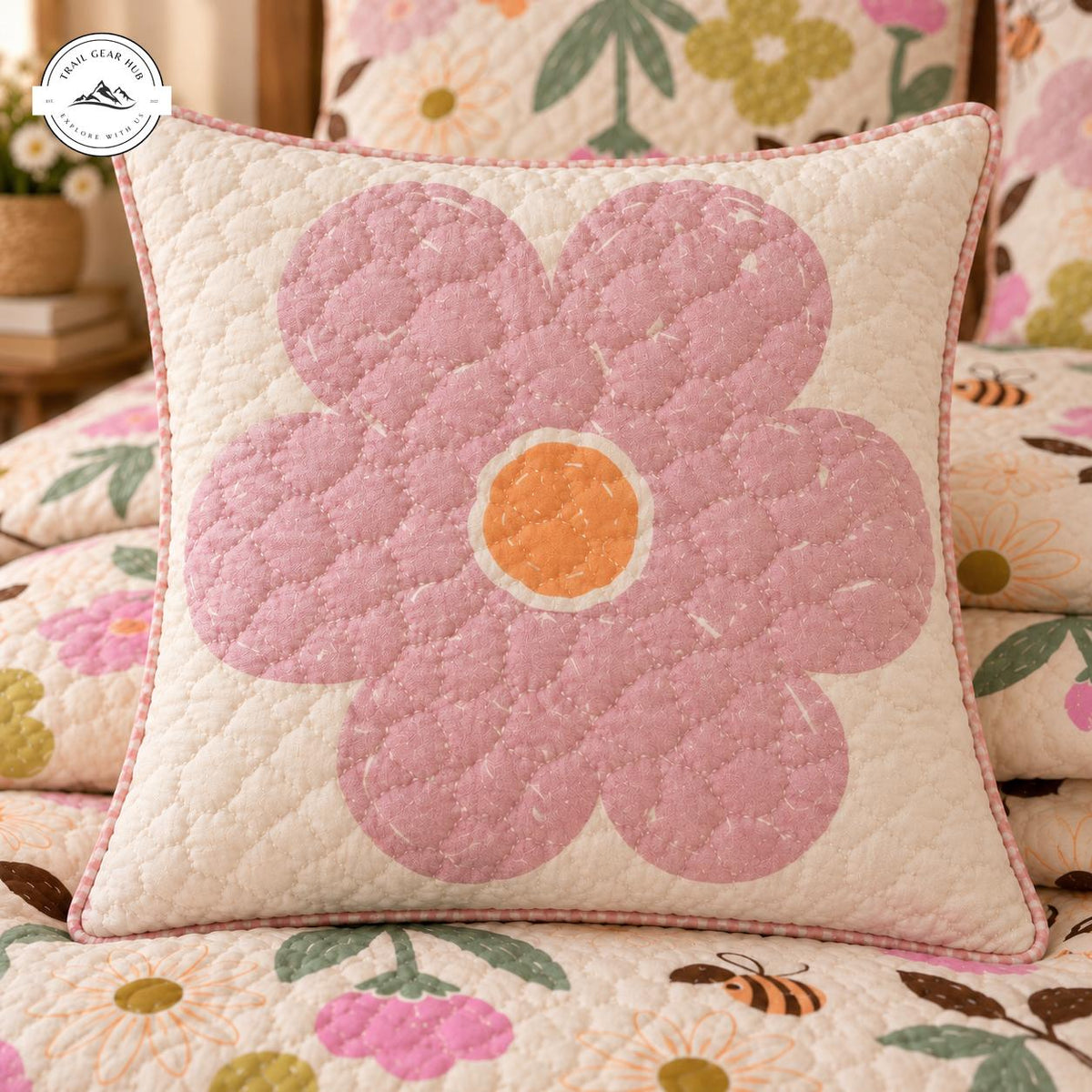 Cozy Floral & Bee Quilted Pillow Cover TG230QLTPLC