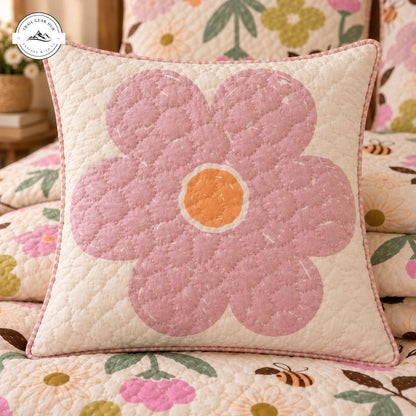Cozy Floral & Bee Quilted Pillow Cover TG230QLTPLC