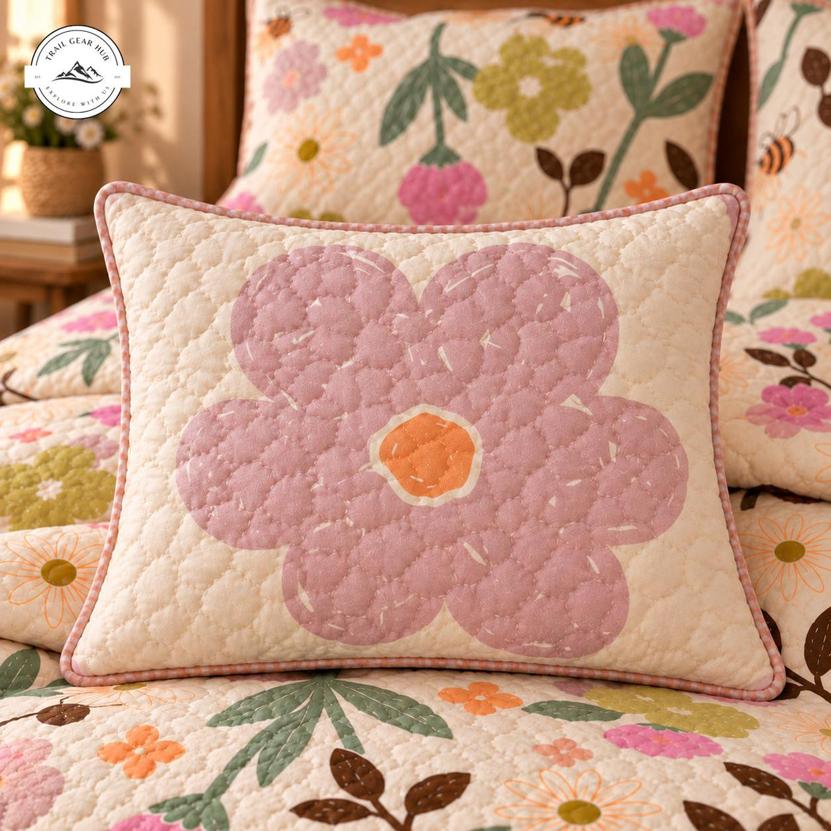 Cozy Floral & Bee Quilted Pillow Cover TG230QLTPLC